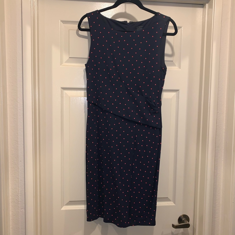Navy and Pink Polka Dot Ann Taylor Dress